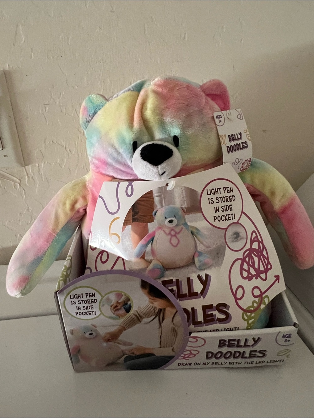 Animal Adventure Bellydoodles Tie Dye Bear plush toy NIB $20
